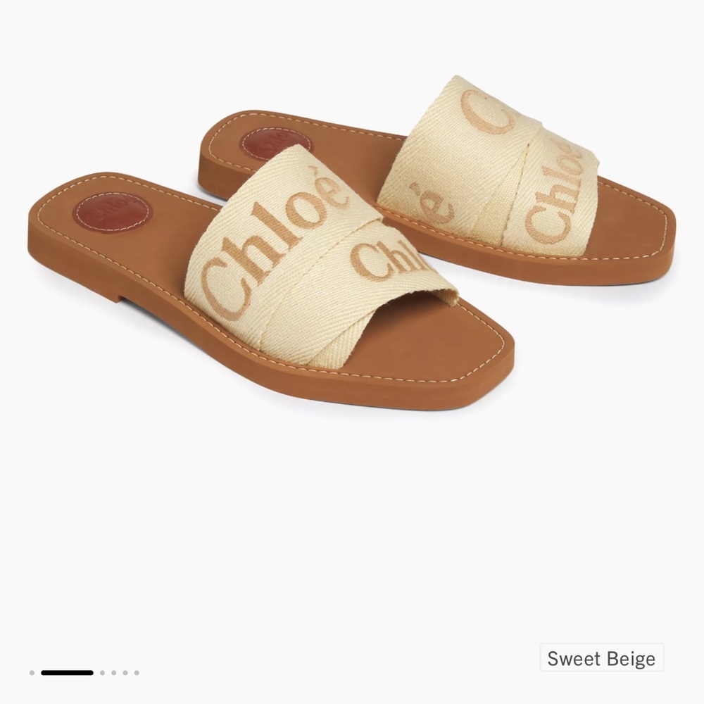 Chloe Woody Slide Sandals- Sweet Beige